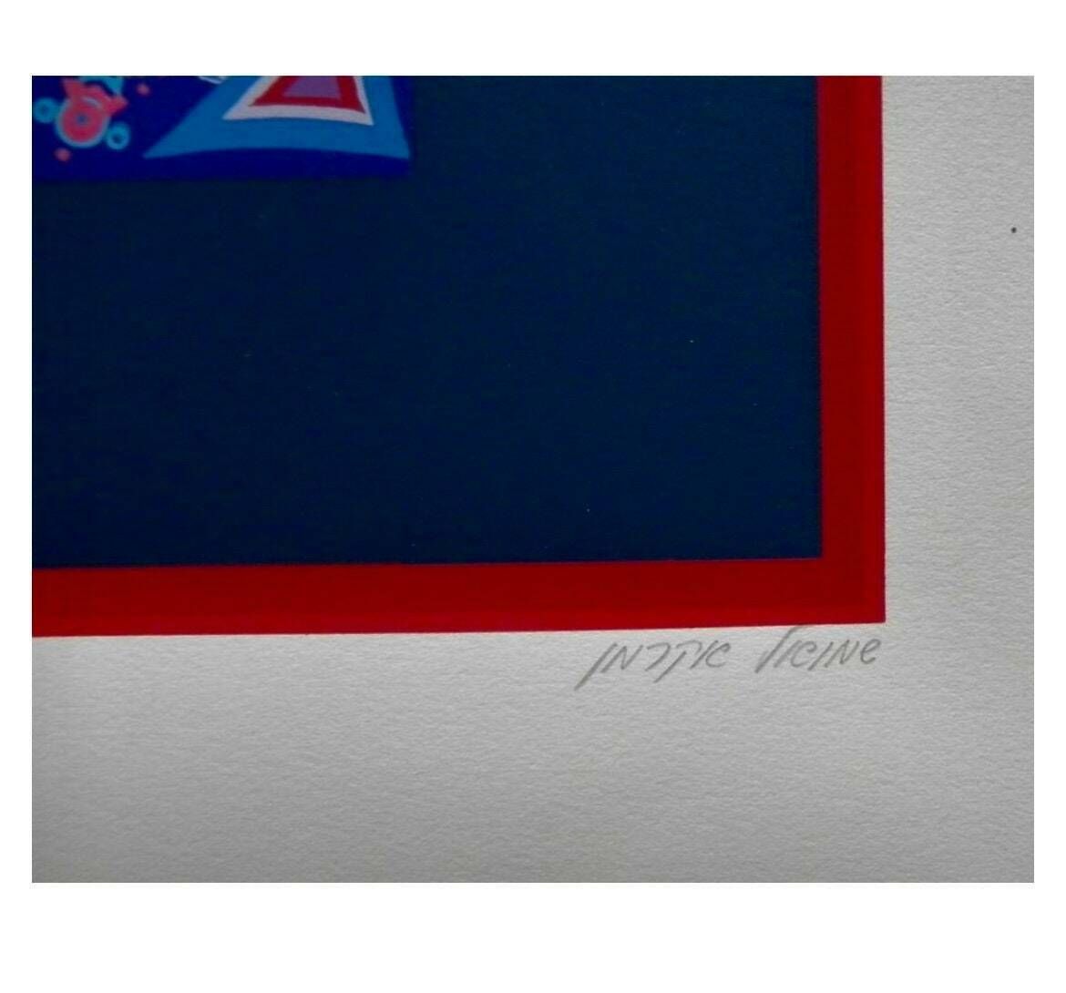 Hand Signed Large Vintage Screen Print Samuel Ackerman (Ukrainian   French   Israeli) Contemporary Abstract Artist photo furniture