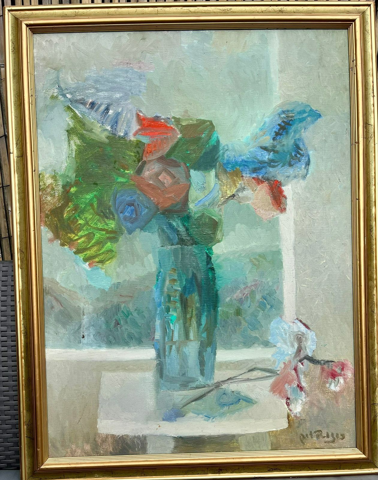Very Rare Original Vintage Jacob Rosenbaum (Israeli   Polish, B 1924) Still Life, Oil On Canvas, Signed And Framed photo for sale