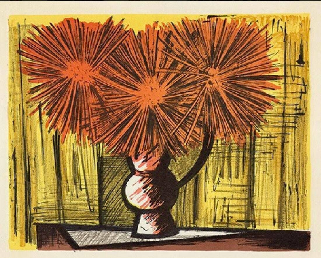 Bernard Buffet Original 1967 Framed Lithograph photo furniture