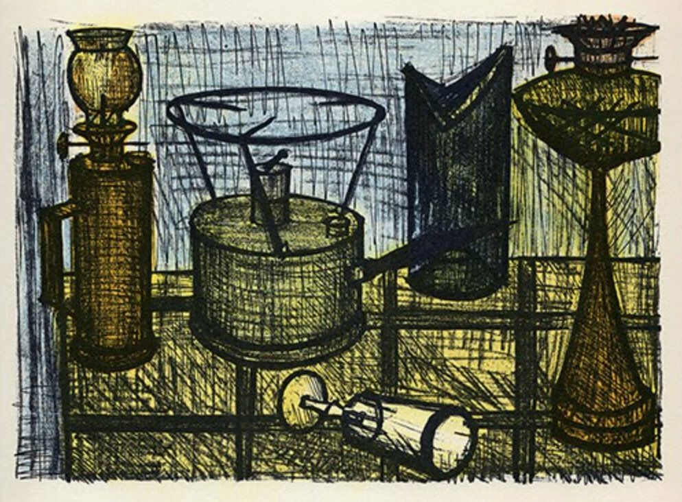 Bernard Buffet Framed Original 1967 Lithograph photo furniture