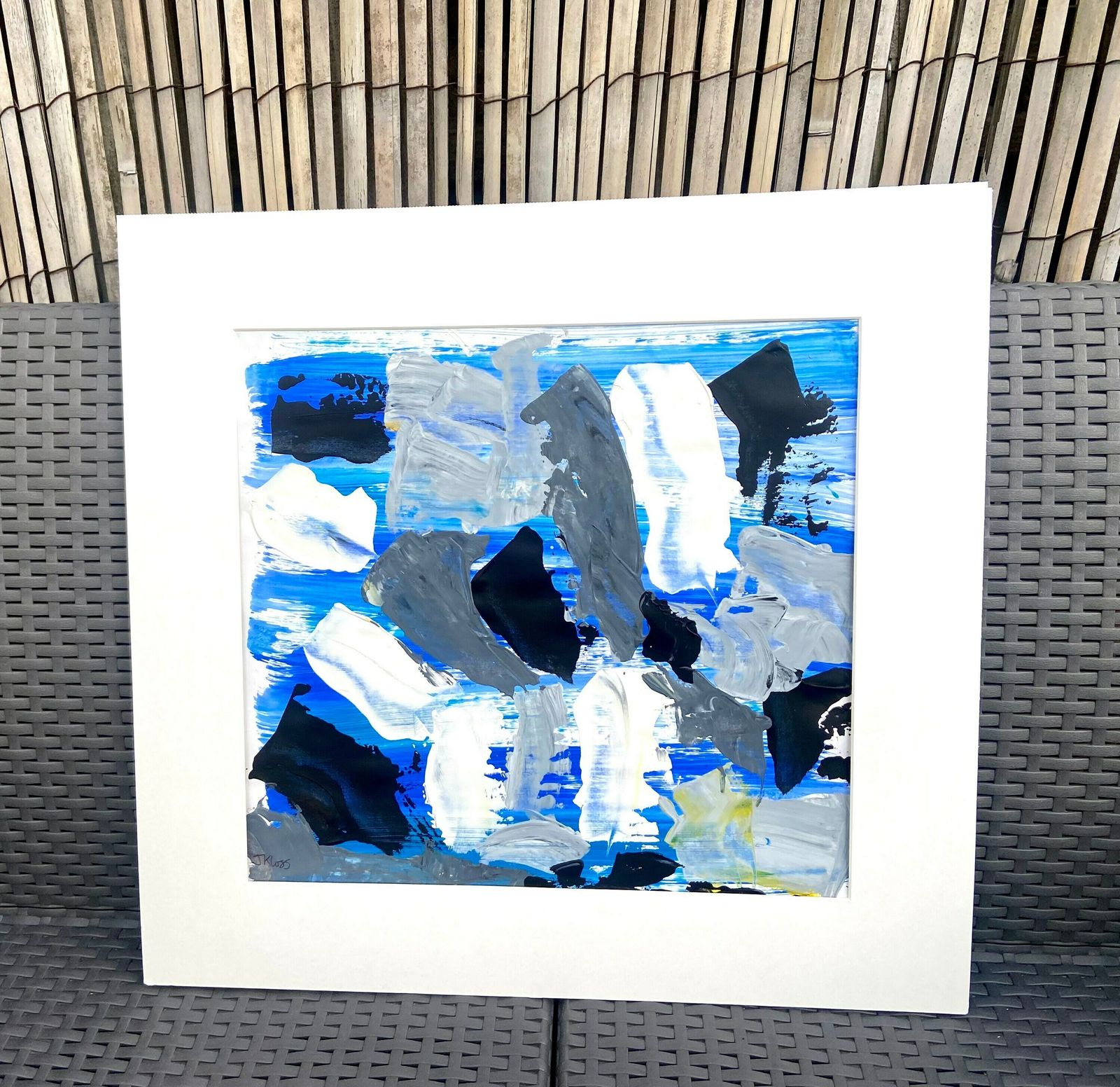 Original Mixed Media Painting ‘Monochrome Abstract’ J Kloss photo for sale