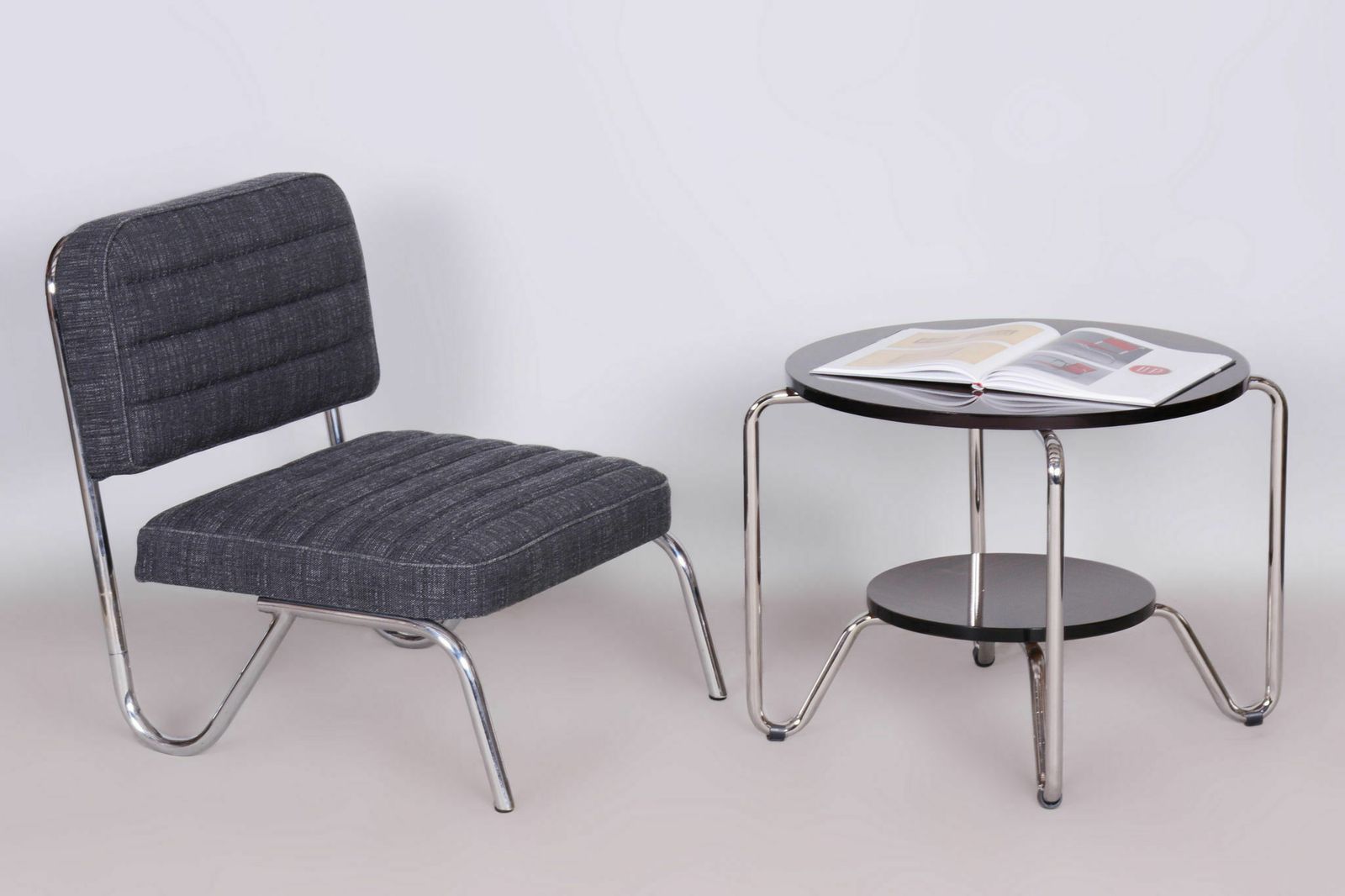 Restored Bauhaus Small Chair, Chrome Plated Steel, Professionally Cleaned Chrome, Czechia, 1940s photo Furniture