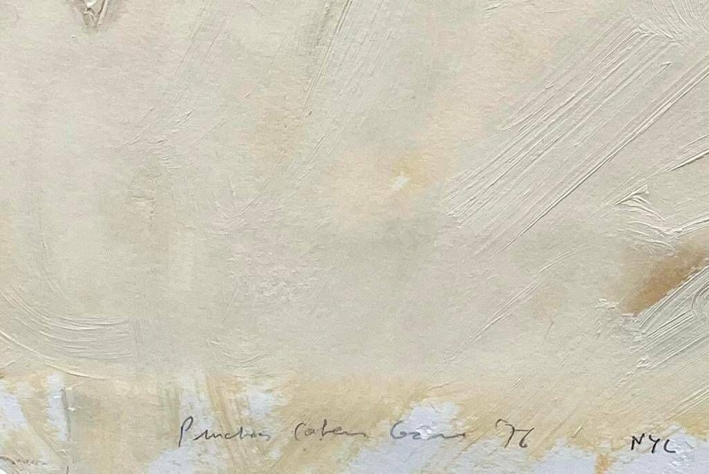 Original Rare Vintage Pinchas Cohen Gan Oil And Collage On Cardboard ‘New York’ photo furniture