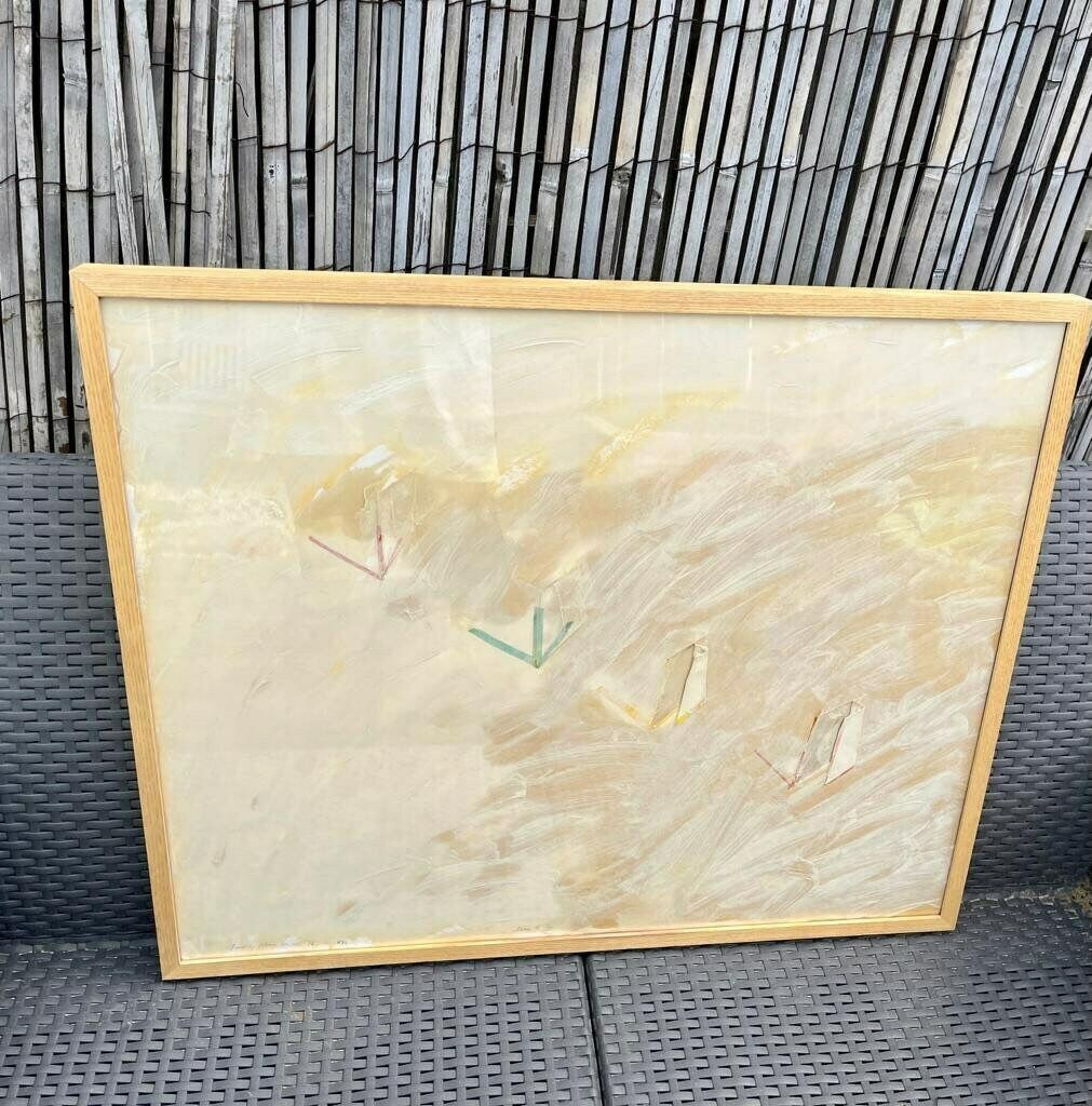 Original Very Rare Vintage Mixed Media Painting Amram Ebgi ( Israeli/ American)