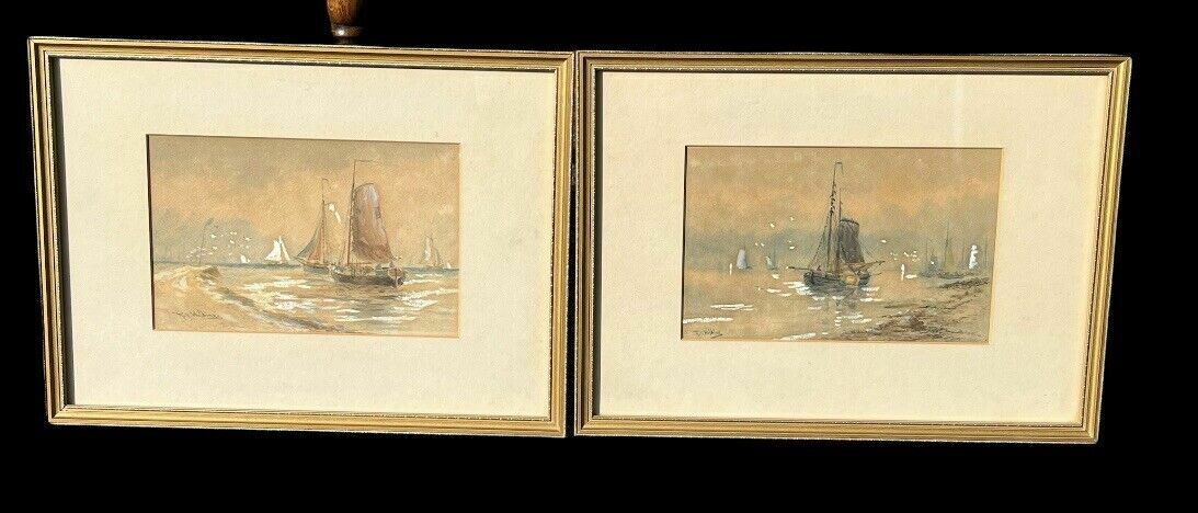 Marine Watercolours Paintings, Signed R T Wilding photo furniture