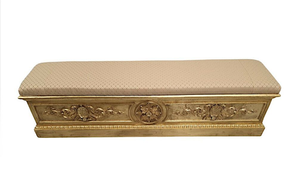 A Very Rare 19th Century Giltwood Country House Jardineire Converted To A Long Stool photo for sale