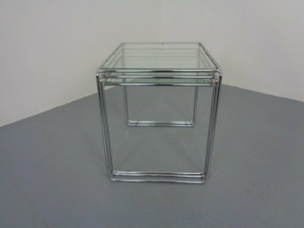 photo buy Glass & Chrome Nesting Tables, 1960s, Set Of 3