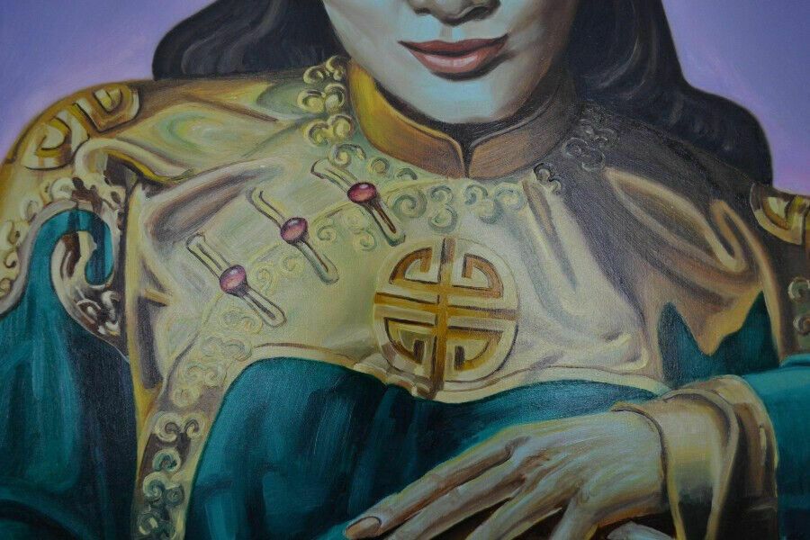 Vintage Tretchikoff Copy Lady Of The Orient Oil On Board photo for sale