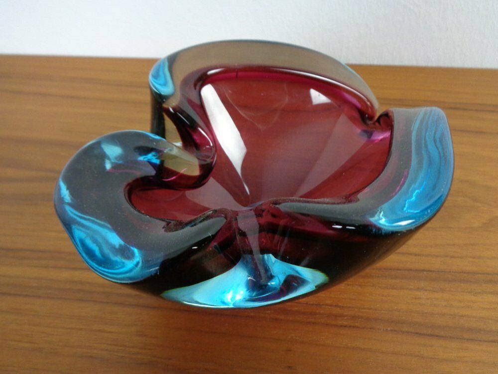 Large Sommerso Murano Glass Ashtray By Flavio Poli, Italy, 1960s photo vintage