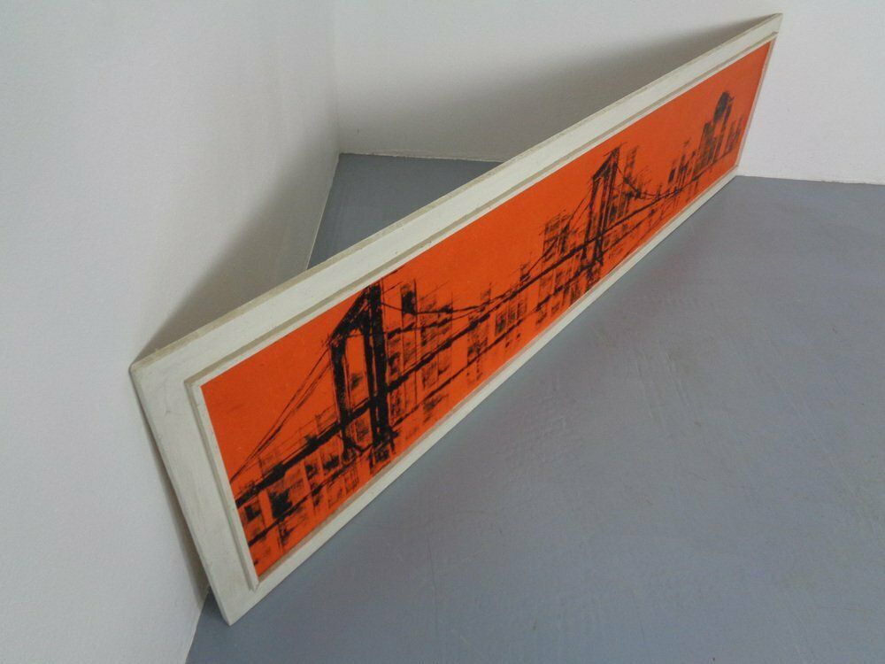 Brooklyn Bridge, New York, 1970s, Acrylic On Wood, Framed photo 430.0