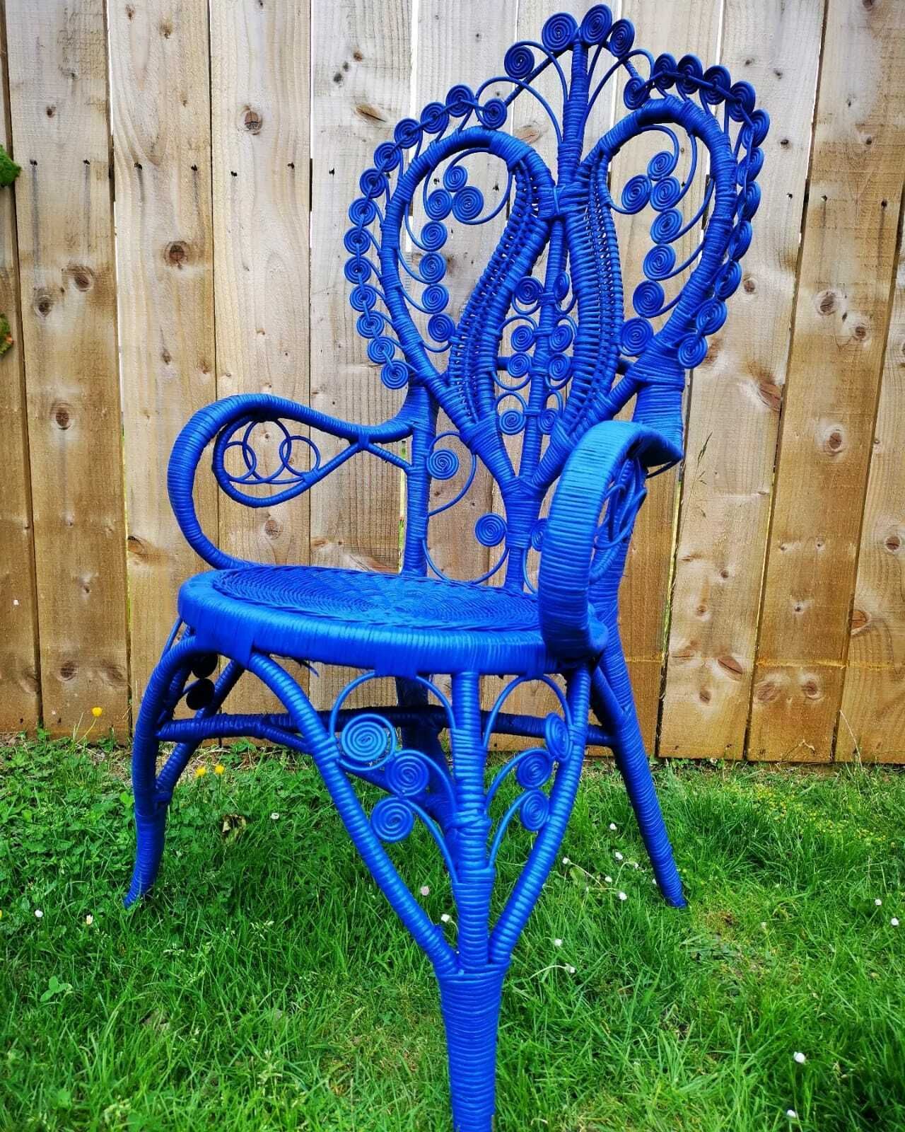 Vintage Spanish Filigree Rattan & Cane Chair photo for sale