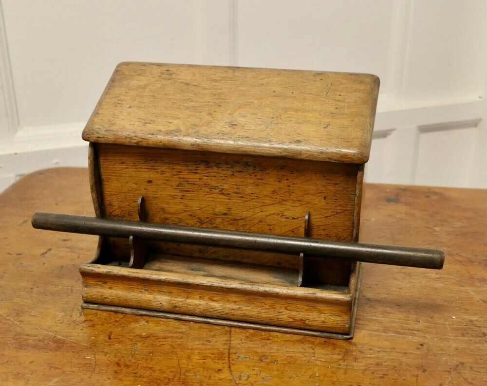 A Good Old Oak Stationary Or Letter Box, With Pen Holder