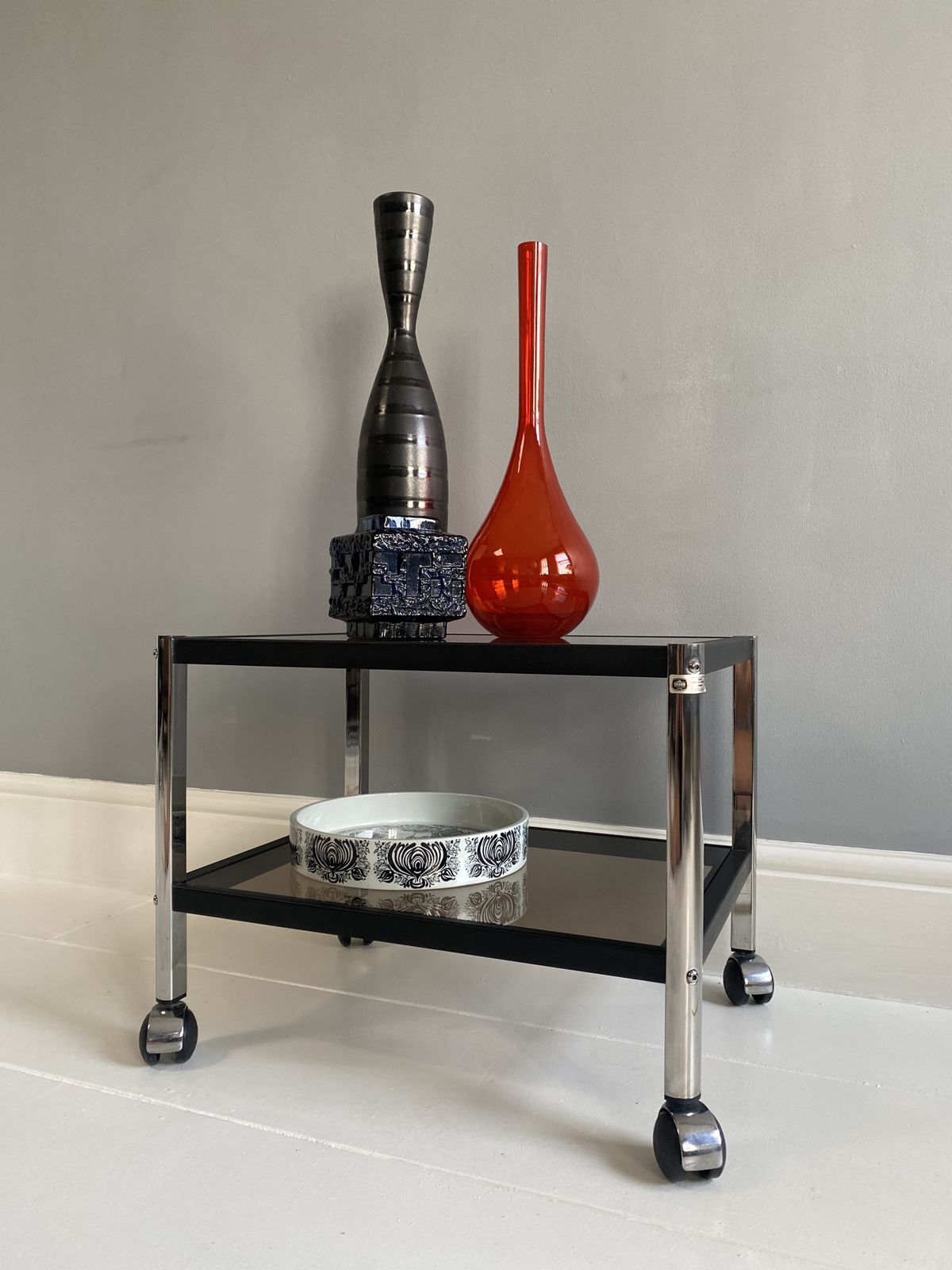 1970's Erard Aluminium & Smoked Glass Occasional / Drinks Roulette Table