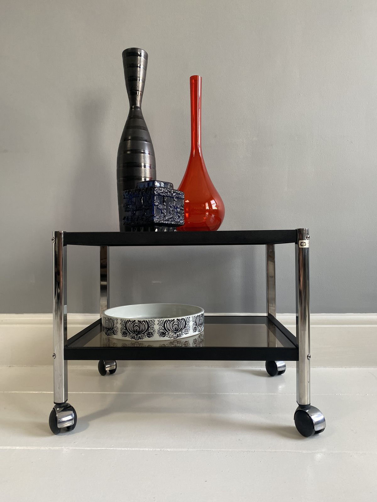 1970's Erard Aluminium & Smoked Glass Occasional / Drinks Roulette Table photo buy