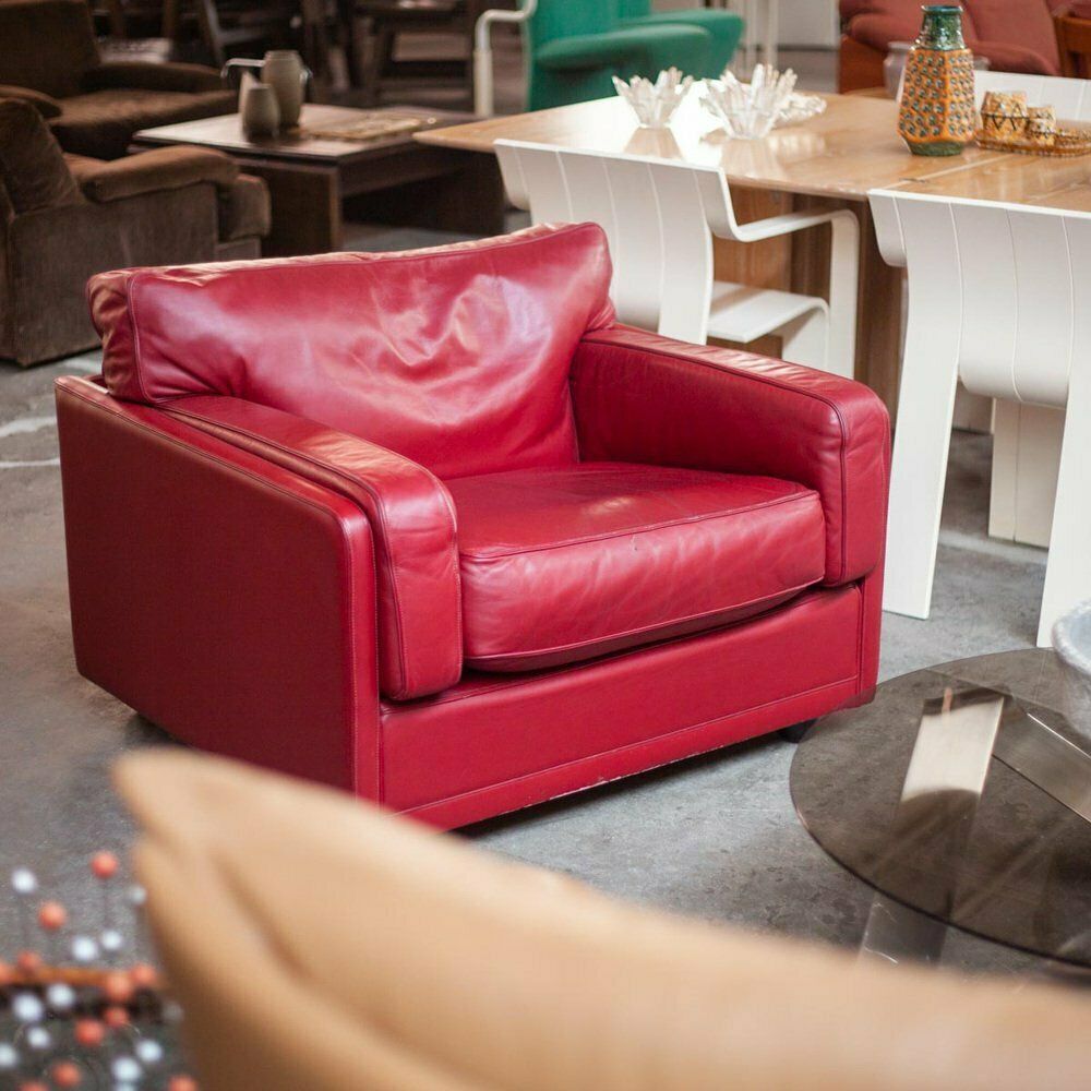 Model Socrates Red Armchair By Poltrona Frau, 1980s photo for sale