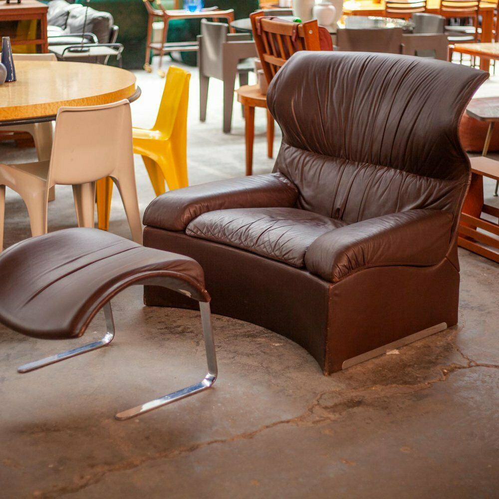 Lounge Chair And Ottoman By Giovanni Offredi For Saporiti, Italy, 1970s, Set Of 2 photo furniture
