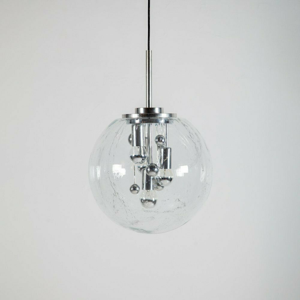 Glass Ball Pendant By Ger Furth For Doria Leuchten, 1960s photo furniture