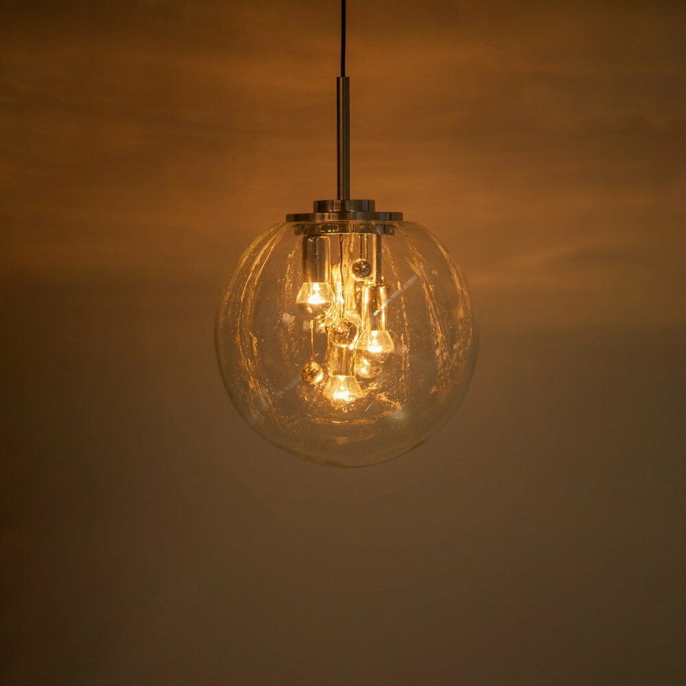 photo for sale Glass Ball Pendant By Ger Furth For Doria Leuchten, 1960s