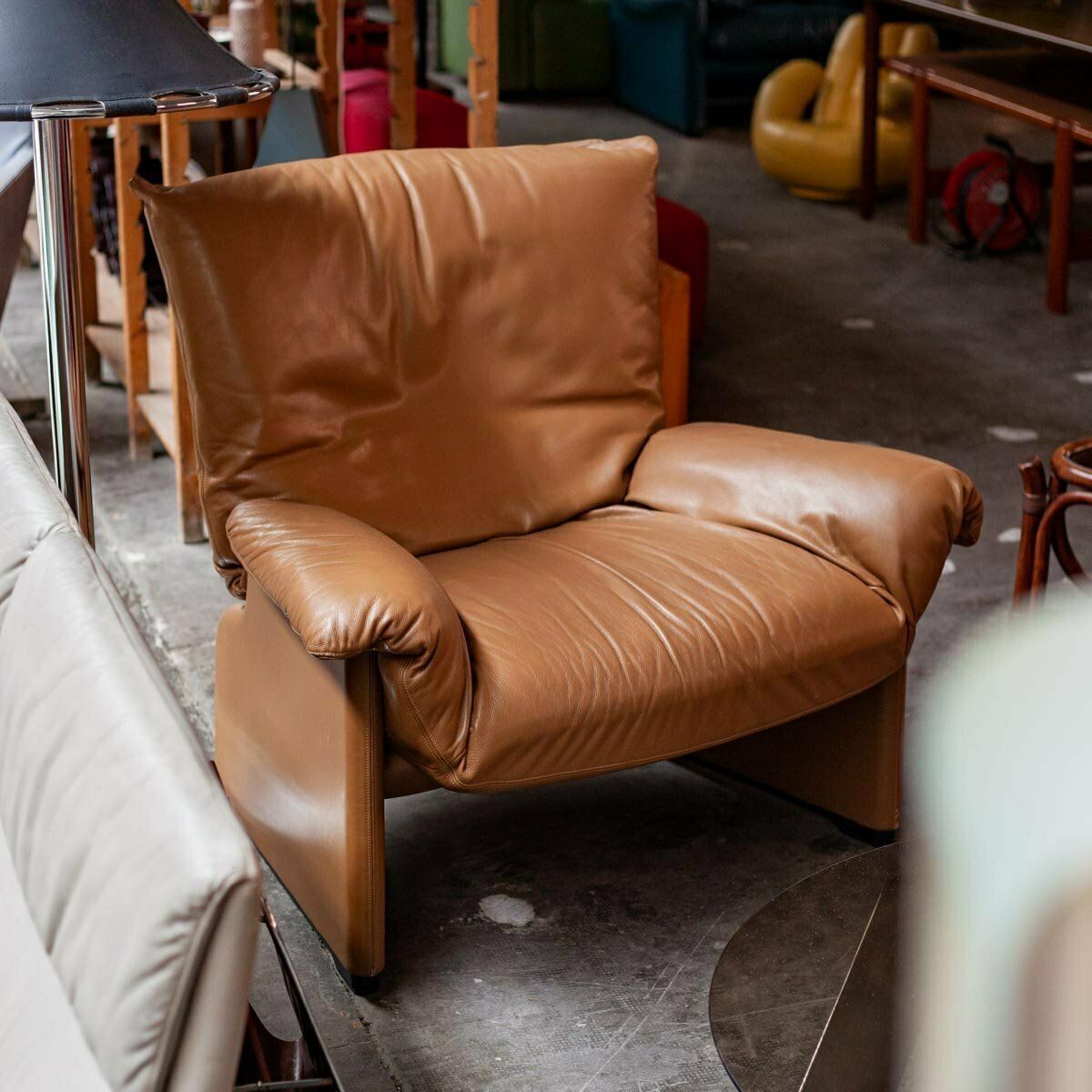 Leather Palmaria Easy Chair By Vico Magistretti For For Cassina, 1995