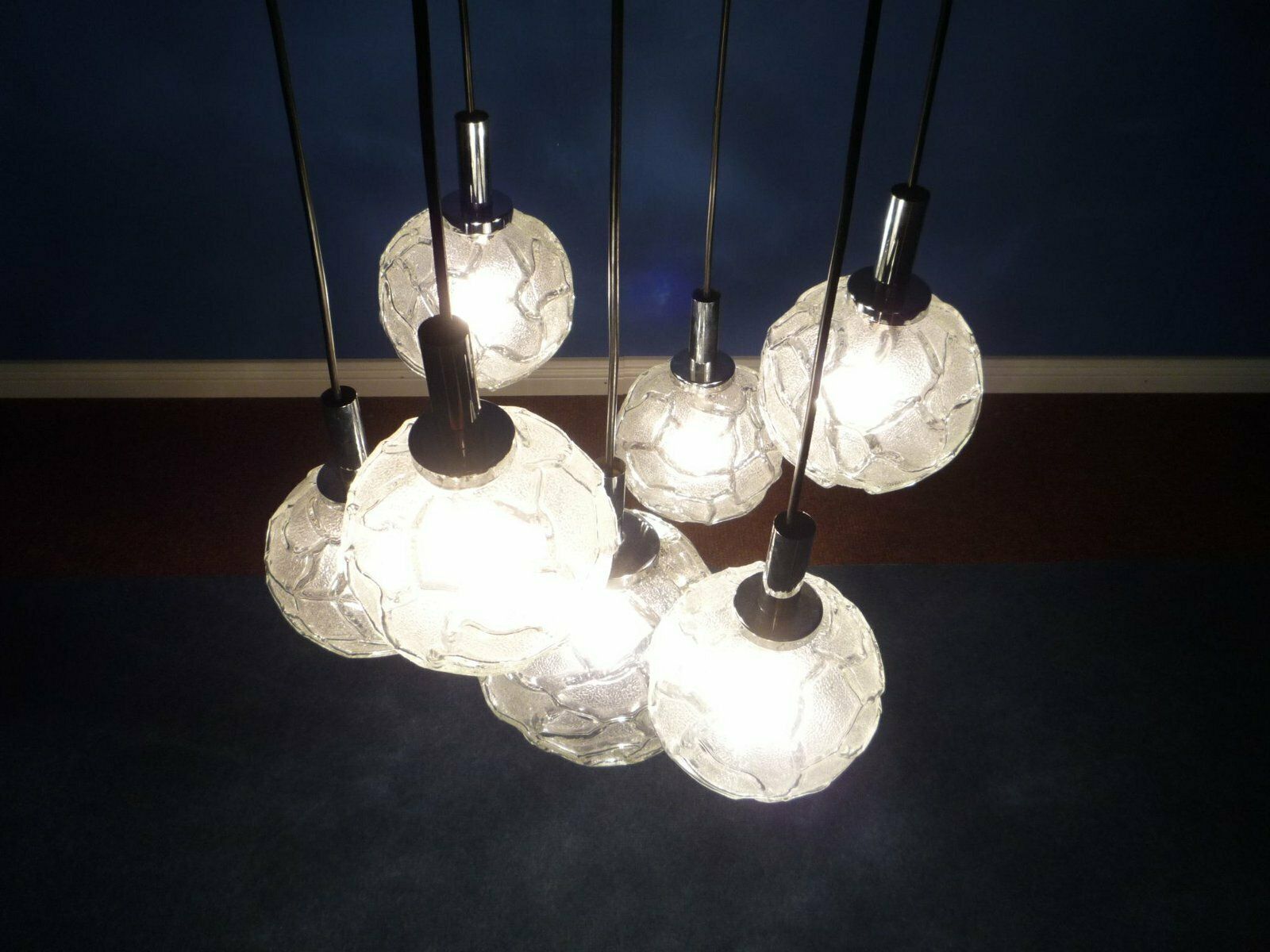 Cascade Ice Glass Pendant Lamp From Doria, 1960s photo Lighting