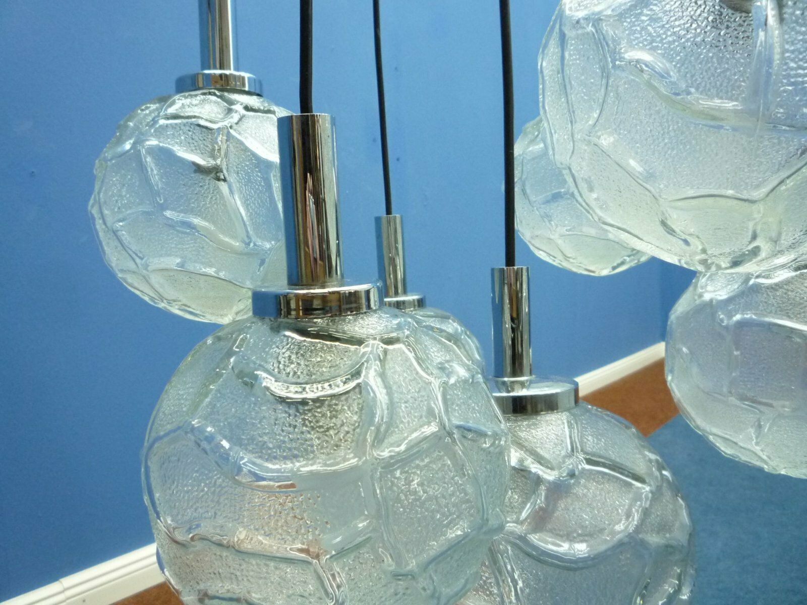 Cascade Ice Glass Pendant Lamp From Doria, 1960s photo vintage