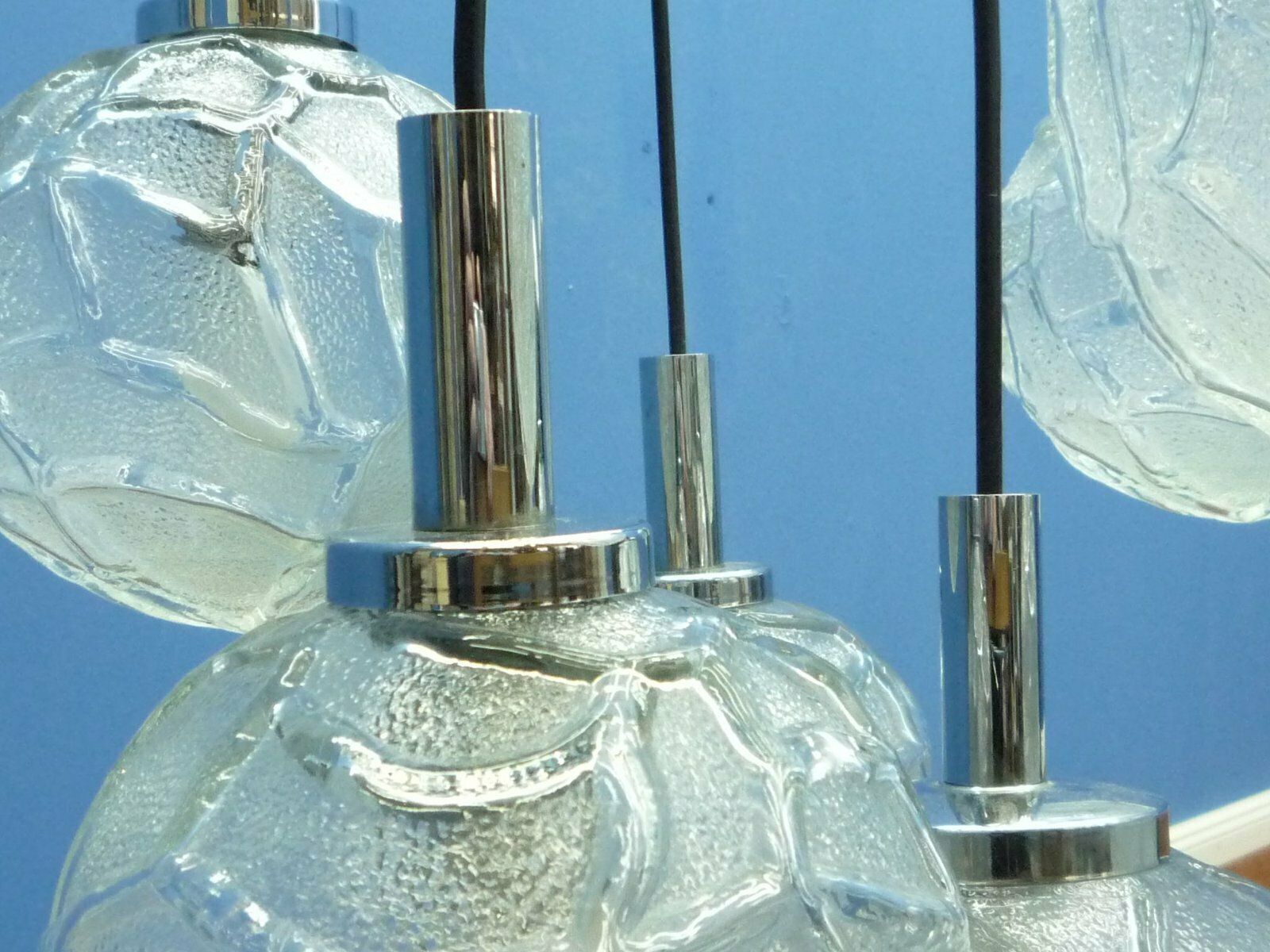 photo for sale Cascade Ice Glass Pendant Lamp From Doria, 1960s