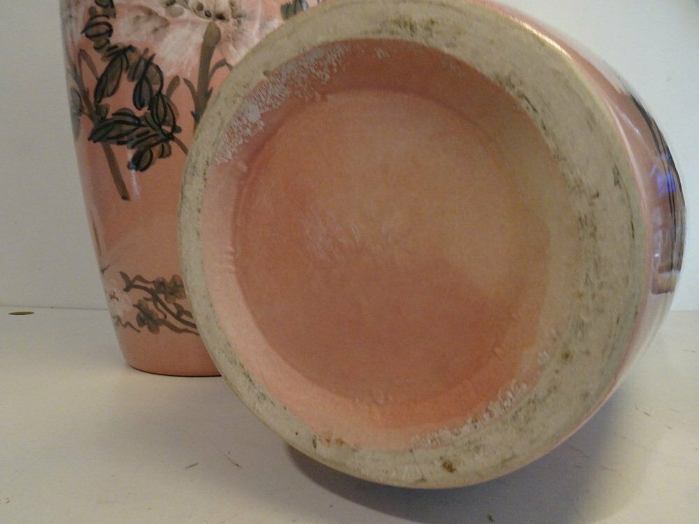 French Pink Ceramic Vases, 1940s, Set Of 2 photo for sale