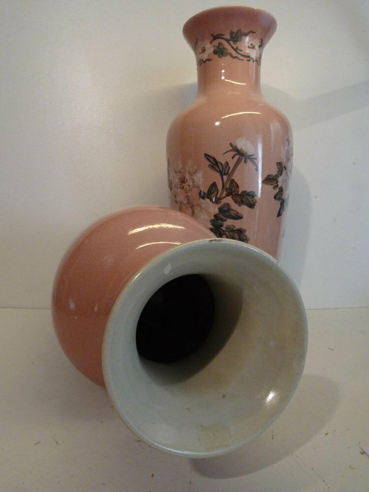 photo furniture French Pink Ceramic Vases, 1940s, Set Of 2