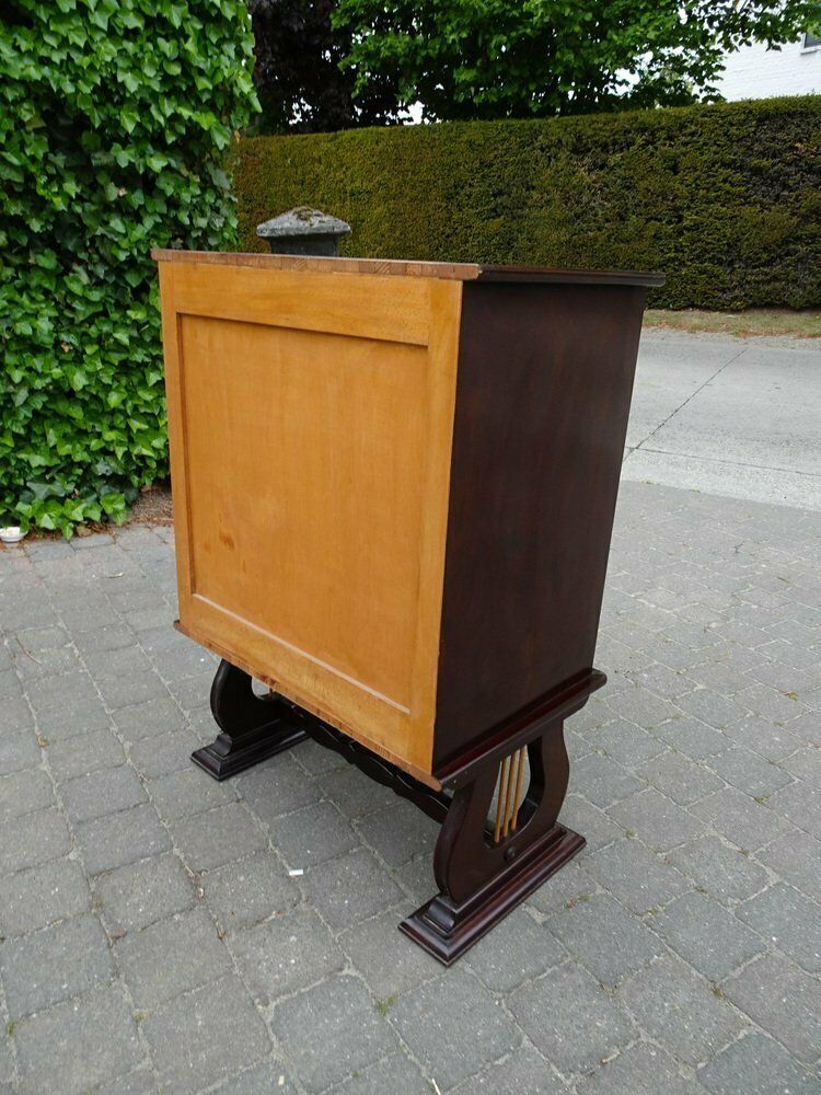 photo buy Italian Two Tone Mahogany Lyre Cabinet In The Style Of Borsani