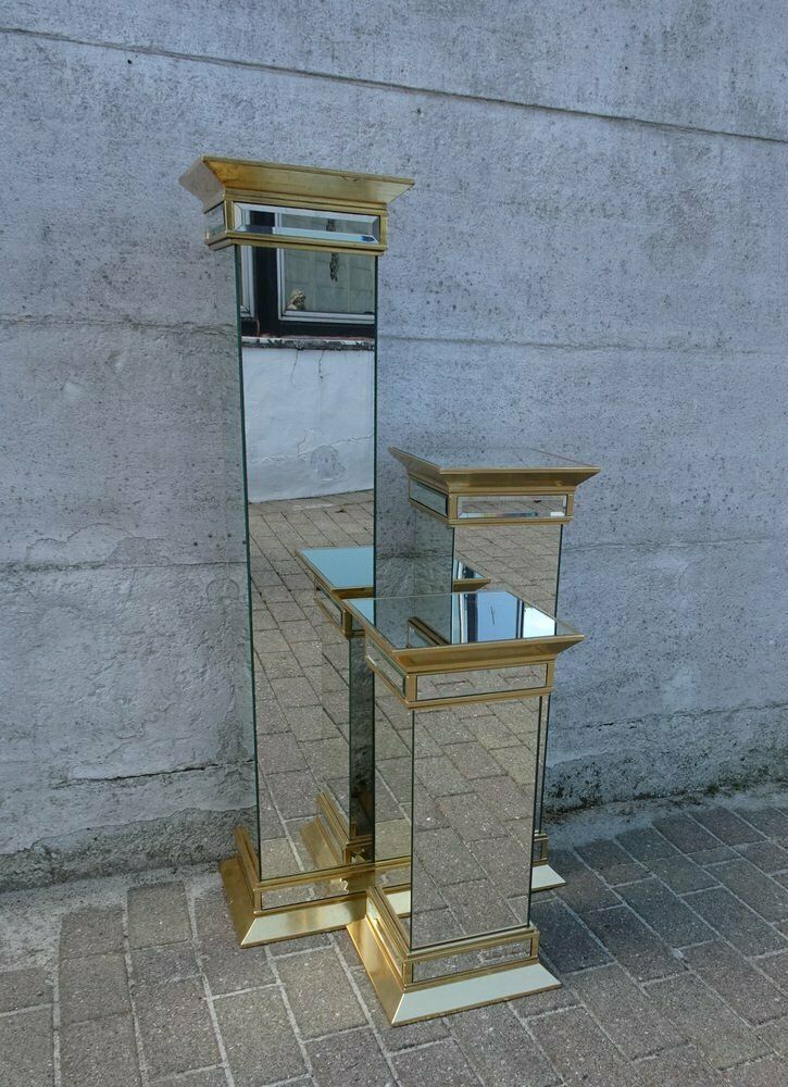 Mid Century Hollywood Regency Mirrored Columns From Deknudt Belgium, Set Of 3 photo 1226.0