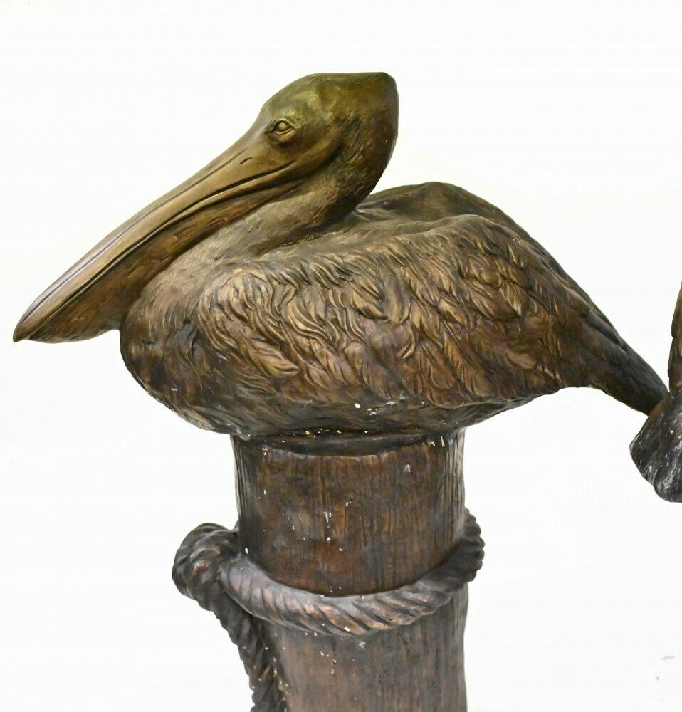 Pair Bronze Pelicans   Large Pacific California Sea Bird Statues photo Art