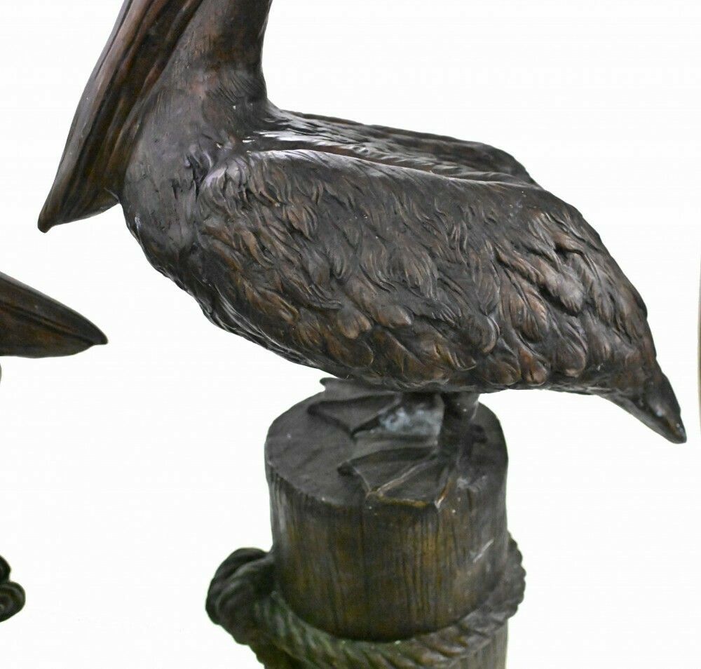 Pair Bronze Pelicans   Large Pacific California Sea Bird Statues photo buy