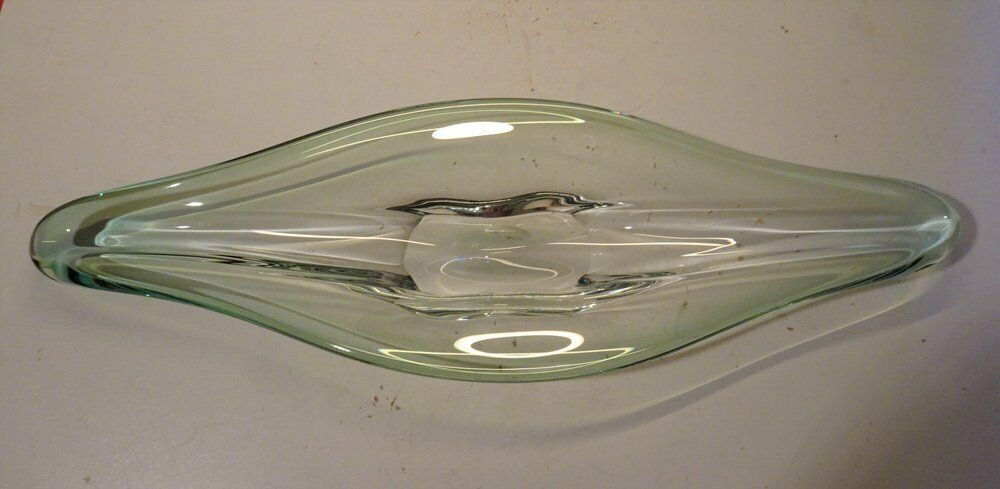 Large Mid Century Green Crystal Centerpiece By Rene Delvenne For Val Saint Lambert