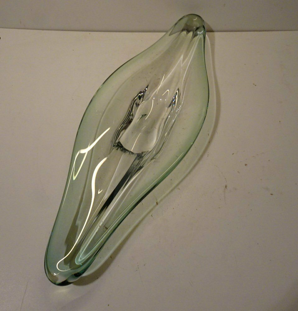 Large Mid Century Green Crystal Centerpiece By Rene Delvenne For Val Saint Lambert photo Home Decor