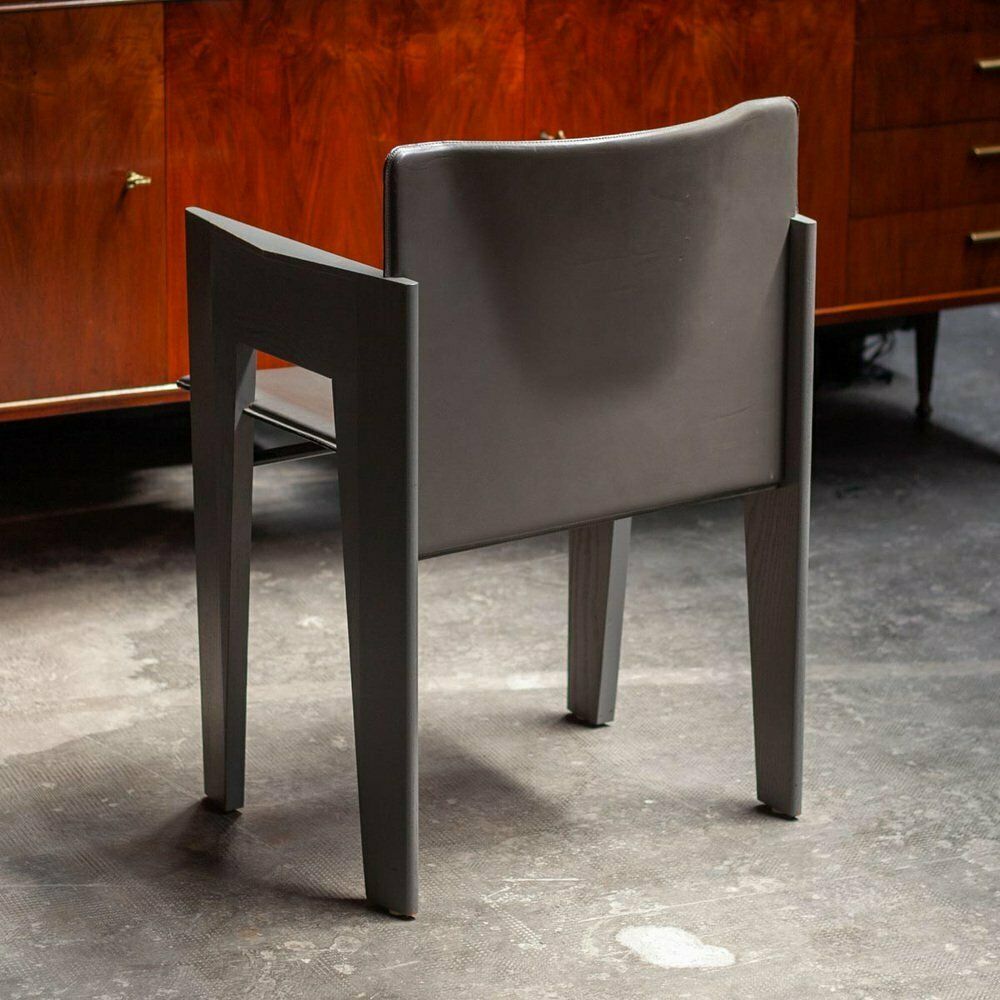 photo furniture Grey Oak And Leather Dining Chairs By Arnold Merkx For Arco, 1980s, Set Of 4