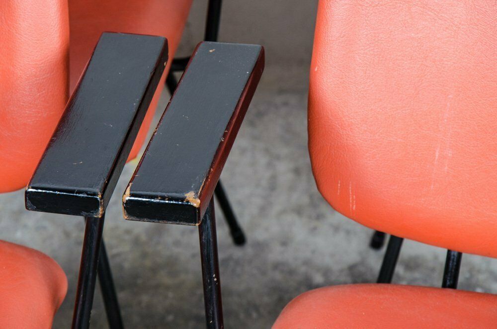 Bright Red Dining Chairs By W.H Gispen For Kembo, 1950s, Set Of 4 photo vinterior
