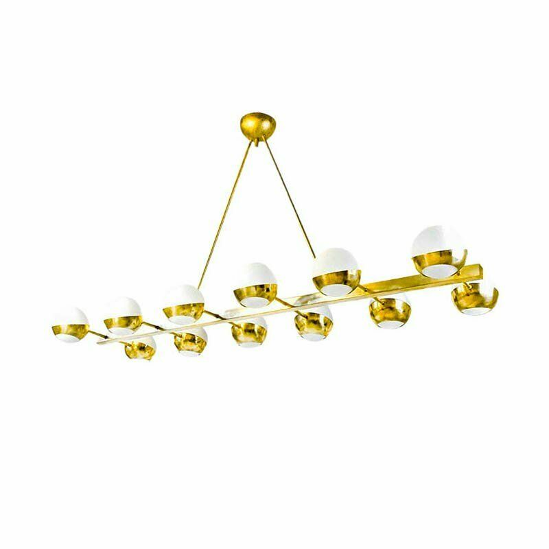 Mid Century Italian Brass And Opal Murano Glass Lamp, 1960s