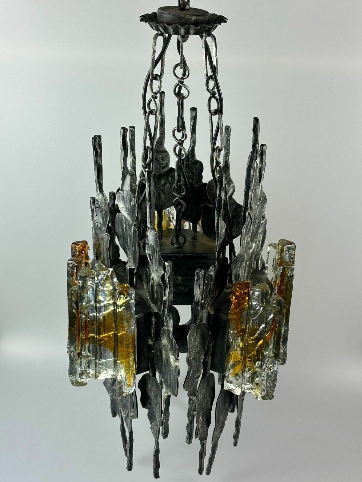 60s 70s Brutalist Chandelier Ceiling Lamp Tom Ahlström & Hans Ehrlich photo for sale