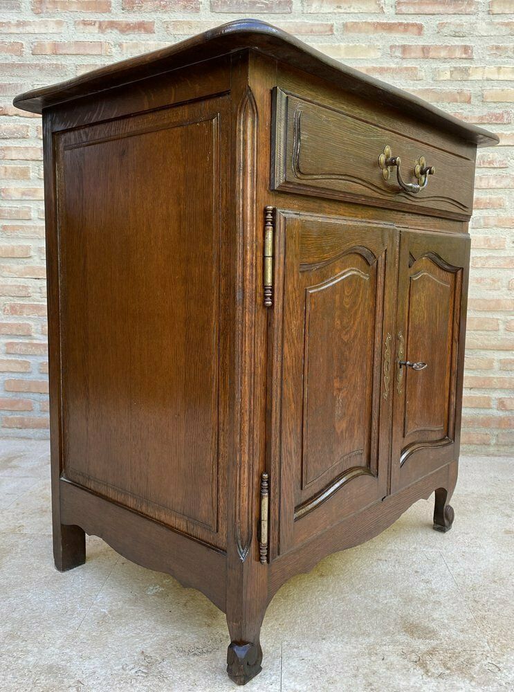 Mid Century French Walnut Side Table With One Drawer And Double Door, 1950s photo Furniture
