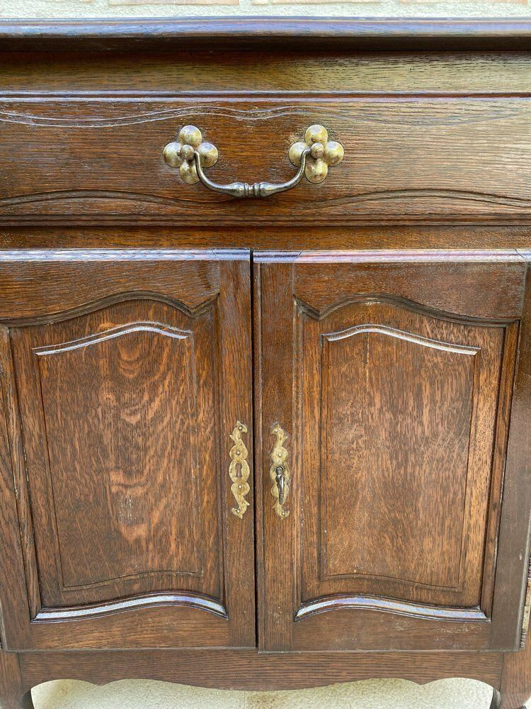 Mid Century French Walnut Side Table With One Drawer And Double Door, 1950s photo vinterior