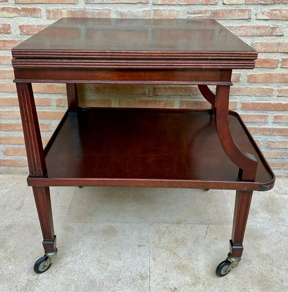 1546.0 Early 20th Century Cherry Wood Serving Bar Cart With Removable Tray, 1940s photo