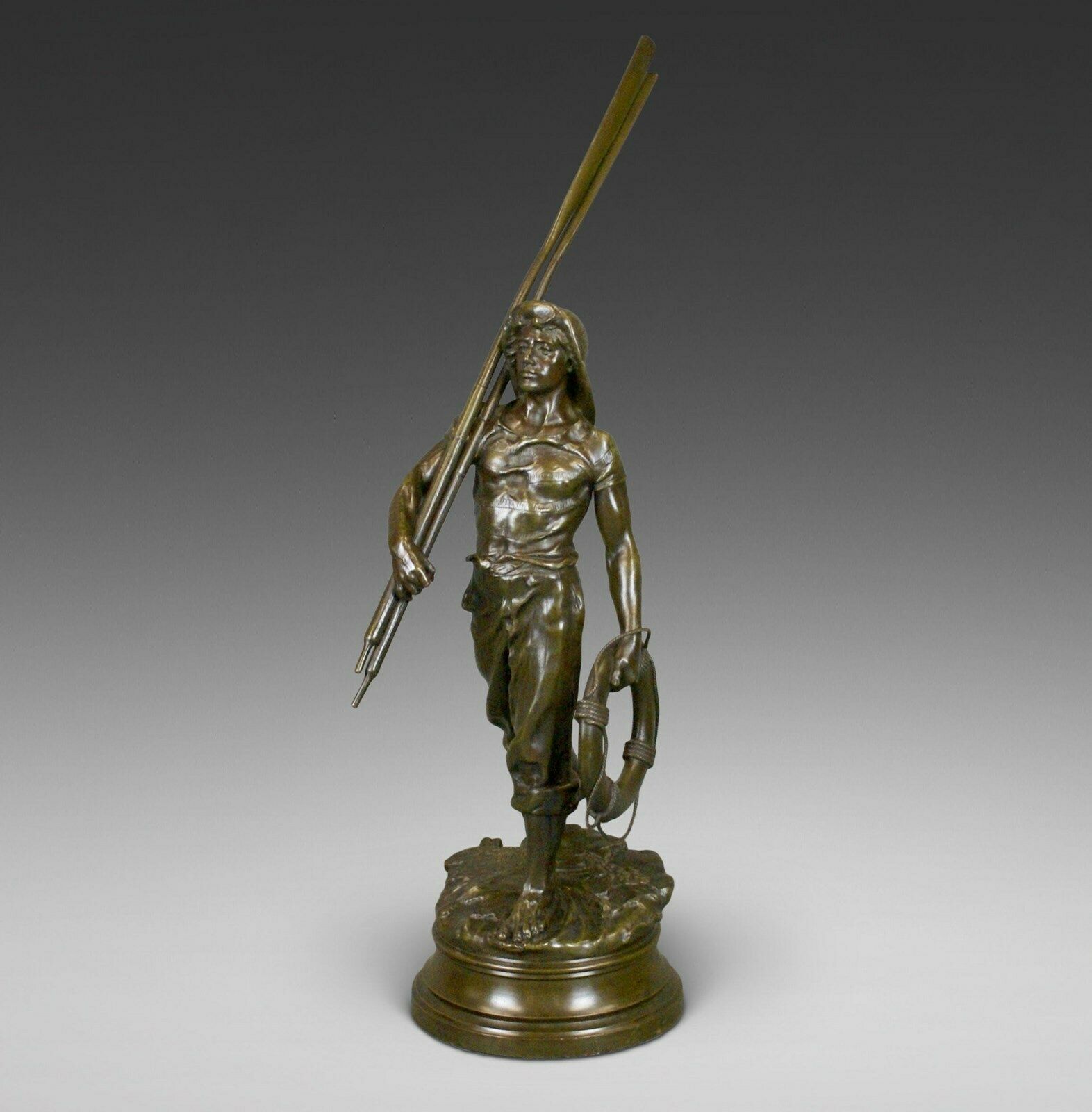 A 19th Century French Bronze Figure Of A Boatman