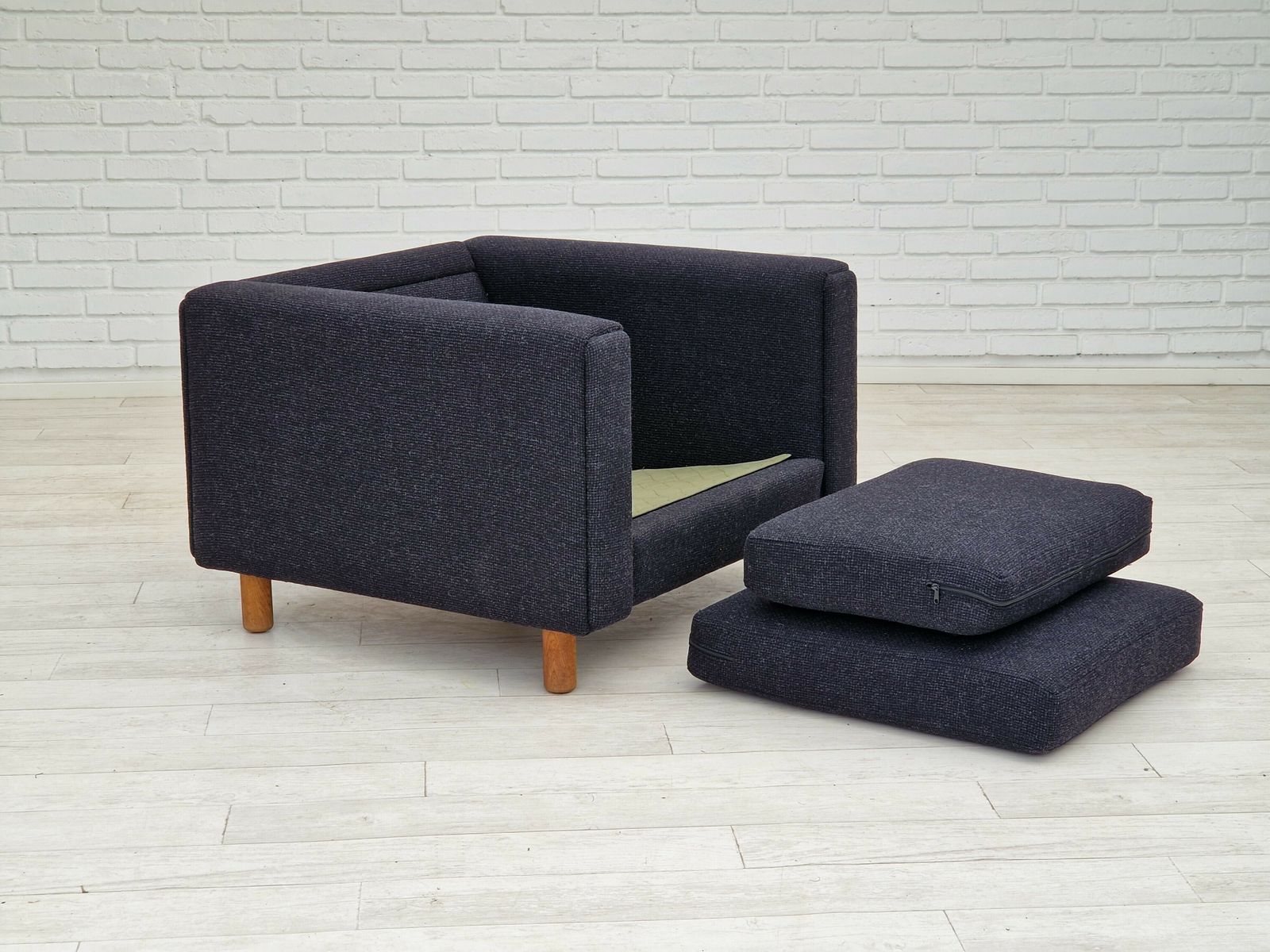 photo buy 1970s, Danish Design By H.J. Wegner, Reupholstered Armchair, Model Ge300.