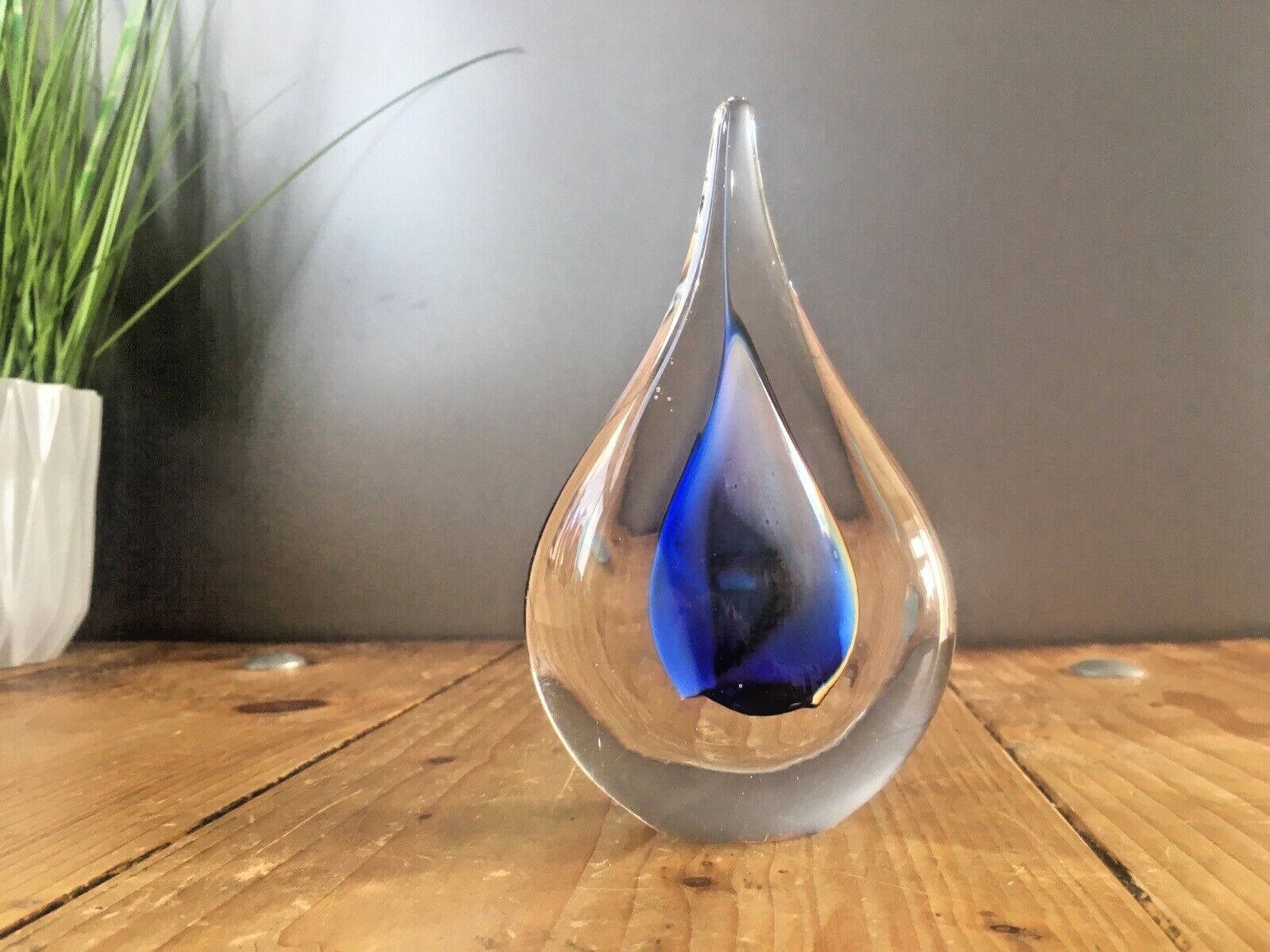 Lovely Signed Polish Marian Pyrcak Sommerso Style Teardrop Sculpture Paperweight photo Home Decor