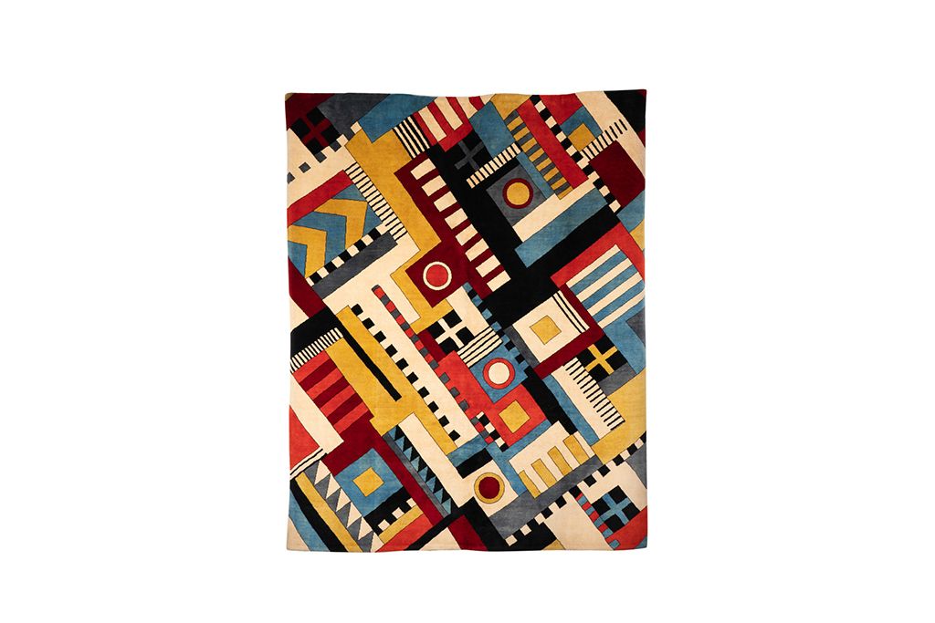 Tapestry	With Geometric Patterns And Wool. photo furniture