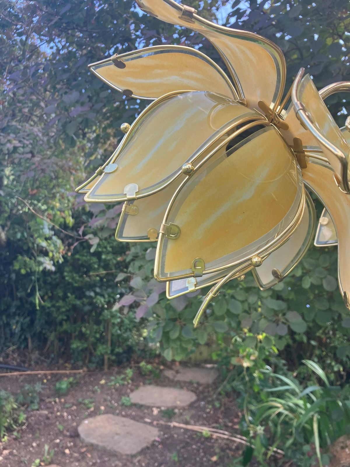 photo furniture Hollywood Regency Yellow Lotus Flower Chandelier
