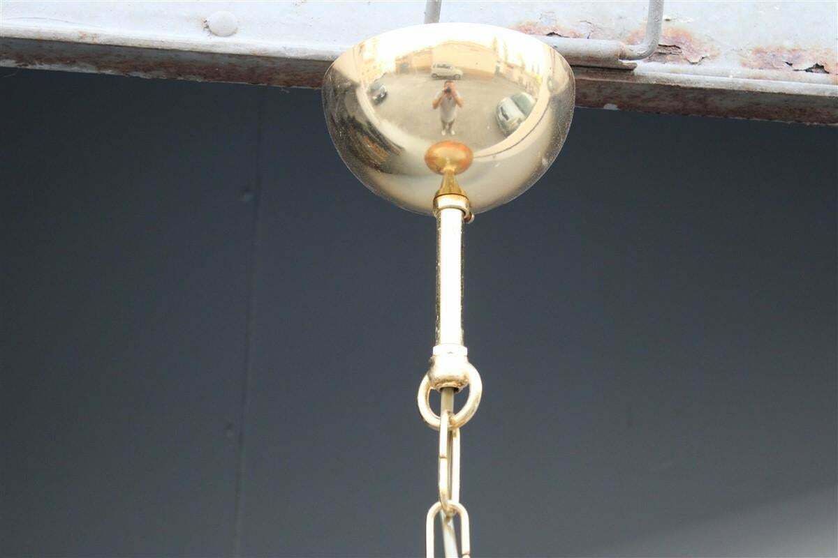 Italian Dome Chandelier In Resin With Plane Leaves Design 1970 Brass photo vintage