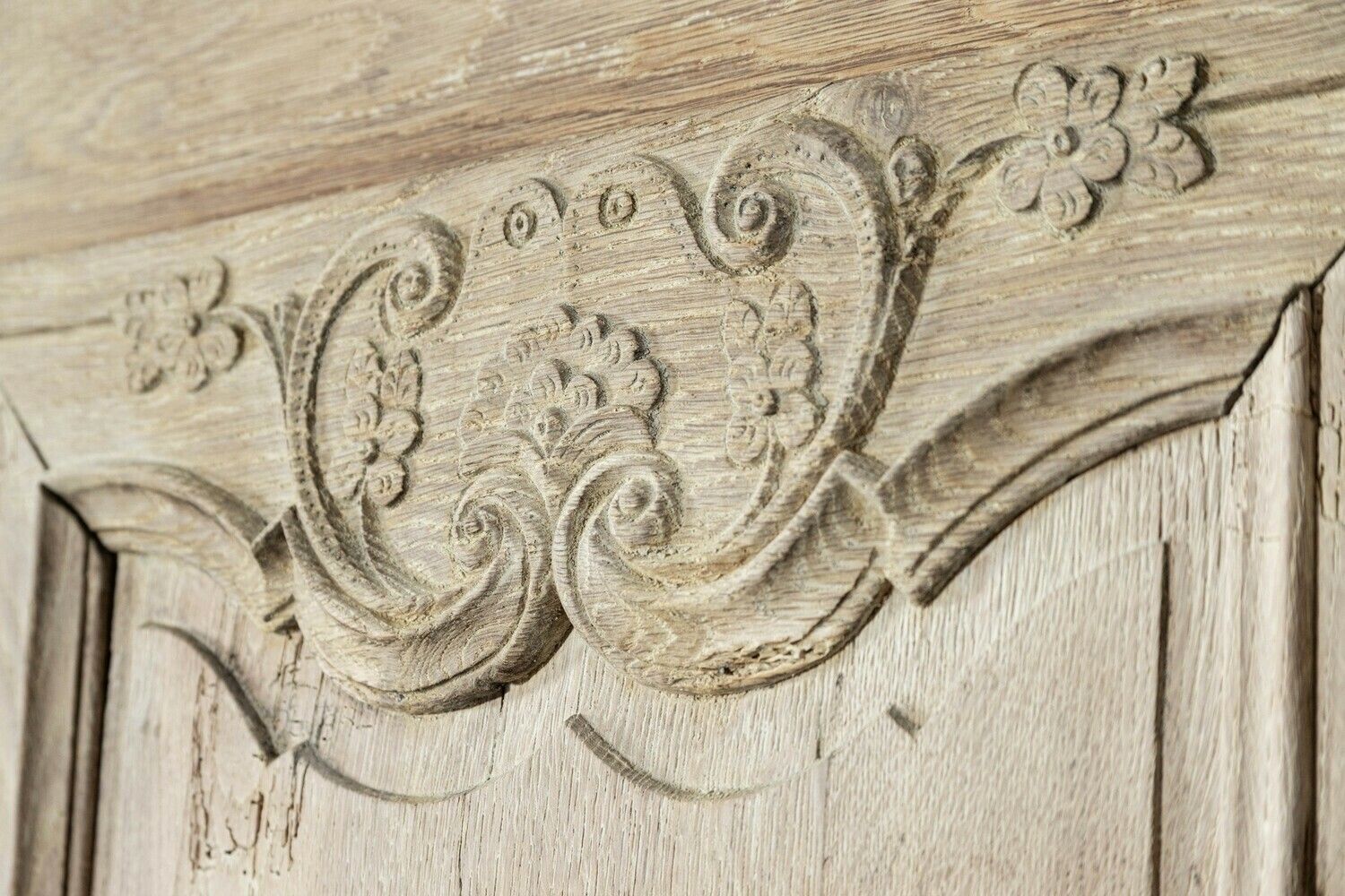 Large 19thc French Provincial Bleached Oak Armoire photo vintage