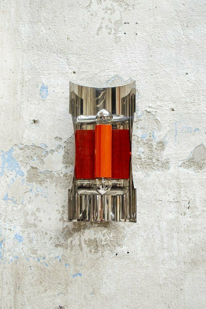 Space Age Wall Light In Steel And Lacquered Metal From By Luci Italia, Italy, 1960s