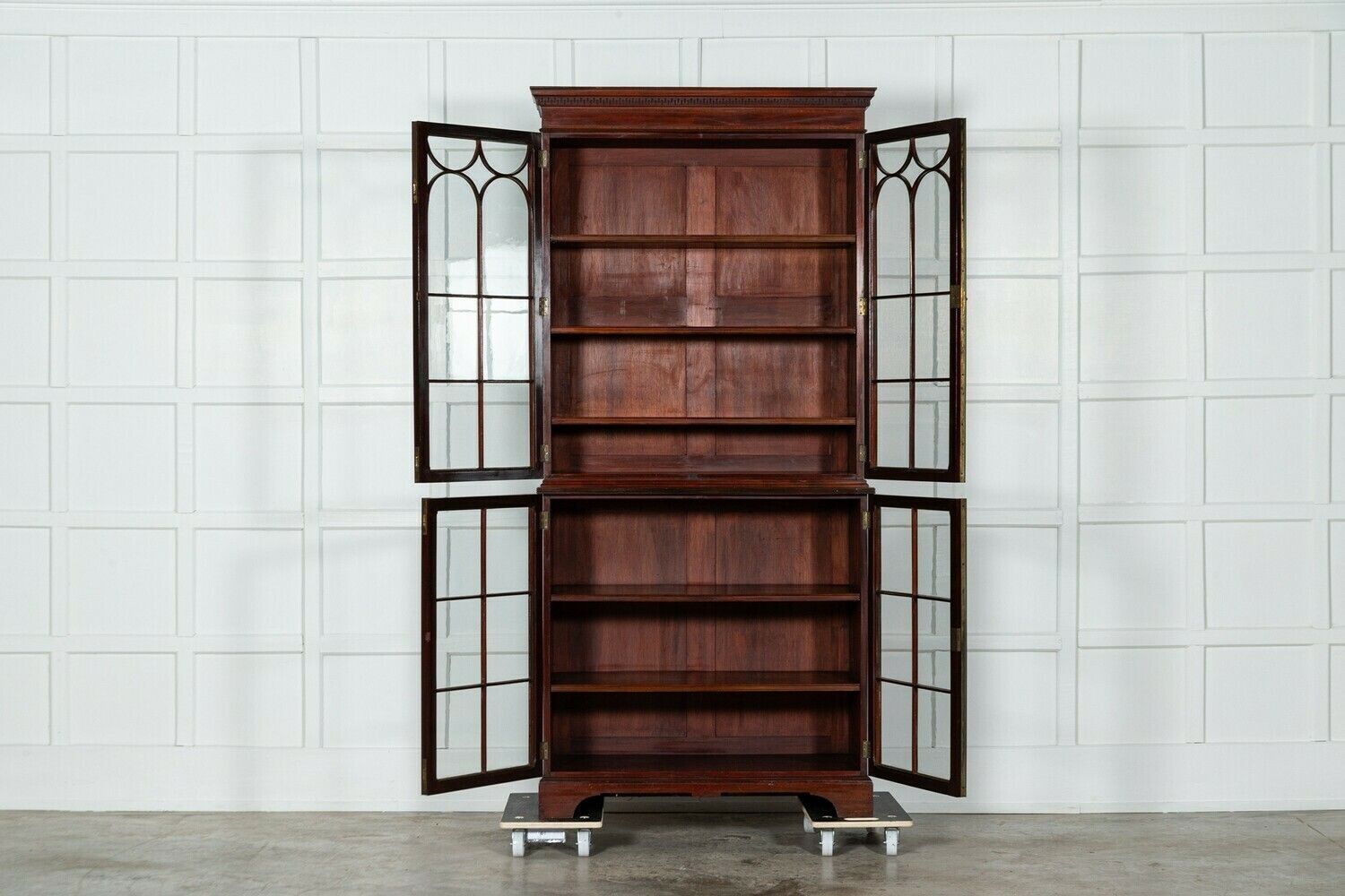 George III 18thc Mahogany Glazed Twin Library Bookcase Cabinet photo for sale